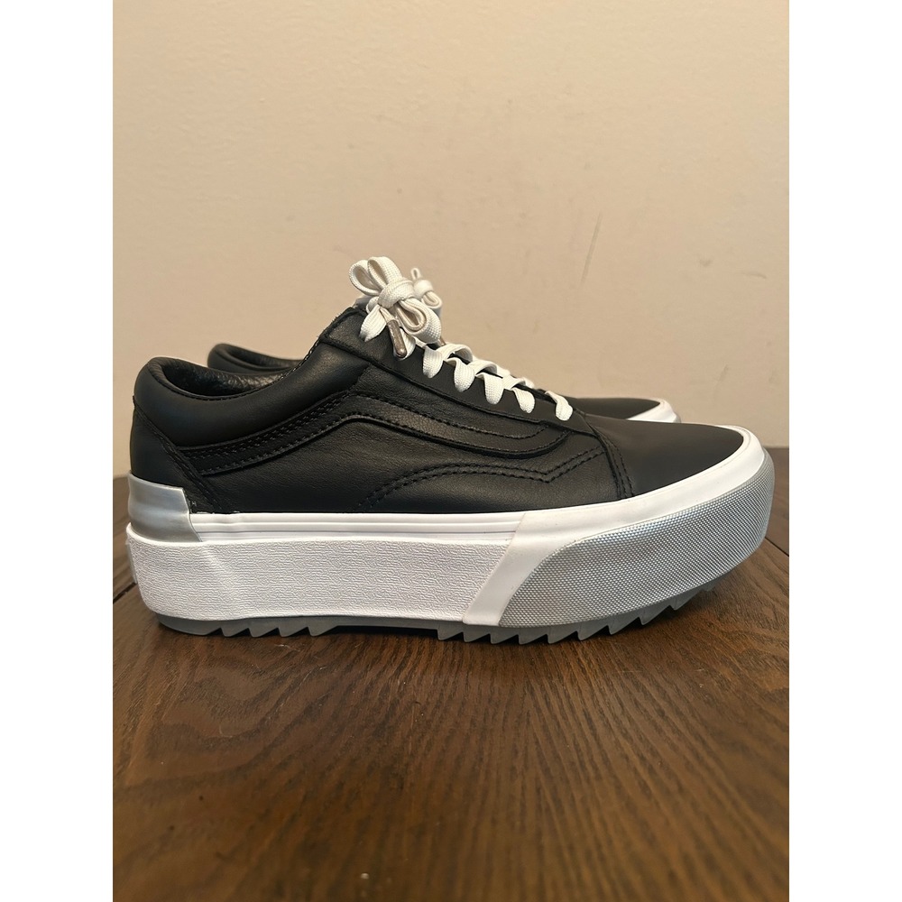 VANS Old SKOOL Stacked Shiny Black Platform Shoes Women's 7 Men's 5.5